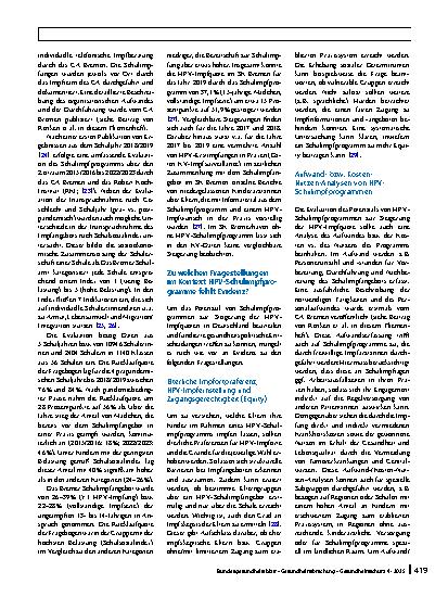 Vorschauseite 4: Potenzial und Limitationen von Schulimpfprogrammen zur Steigerung der HPV-Impfquoten in Deutschland