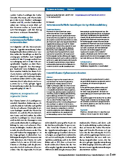 Vorschauseite 3: Naturwissenschaftliche Grundlagen der Apothekerausbildung
