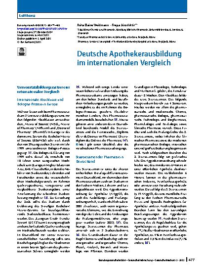 Vorschauseite 1: Deutsche Apothekerausbildung im internationalen Vergleich