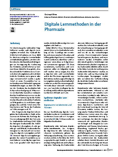 Vorschauseite 1: Digitale Lernmethoden in der Pharmazie