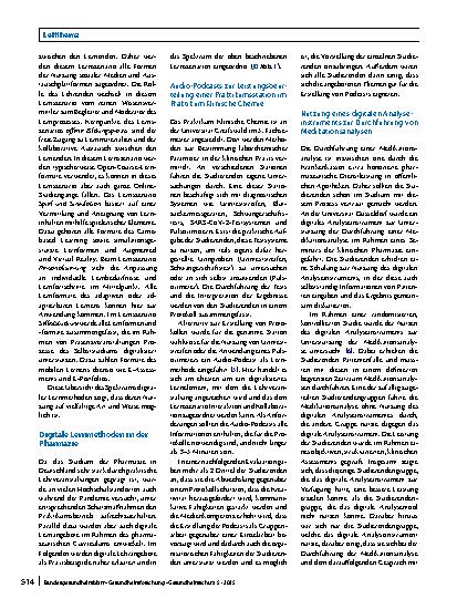 Vorschauseite 4: Digitale Lernmethoden in der Pharmazie
