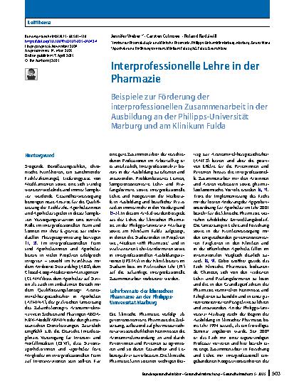Vorschauseite 1: Interprofessionelle Lehre in der Pharmazie