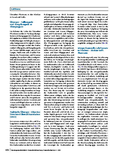 Vorschauseite 2: Interprofessionelle Lehre in der Pharmazie