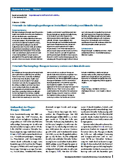 Vorschauseite 3: Potenziale der Bakteriophagentherapie in Deutschland: Evidenzlage und klinische Relevanz