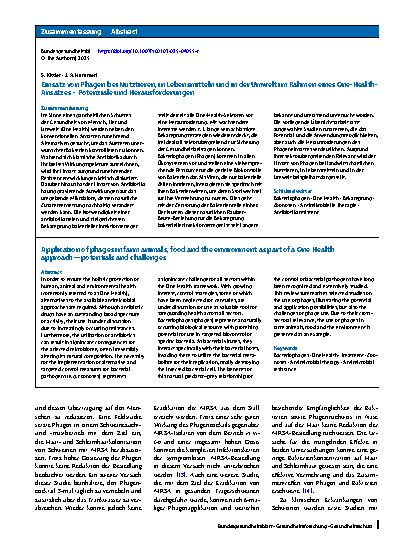 Vorschauseite 3: Einsatz von Phagen bei Nutztieren, in Lebensmitteln und in der Umwelt im Rahmen eines One-Health-Ansatzes – Potenziale und Herausforderungen