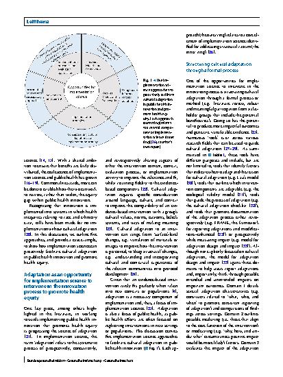 Vorschauseite 2: Narrowing the health equity gap. How can implementation science proactively facilitate the cultural adaptation of public health innovations?