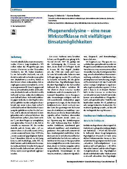 Vorschauseite 1: Phagenendolysine – eine neue Wirkstoffklasse mit vielfältigen Einsatzmöglichkeiten