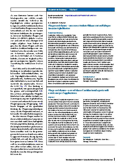 Vorschauseite 3: Phagenendolysine – eine neue Wirkstoffklasse mit vielfältigen Einsatzmöglichkeiten