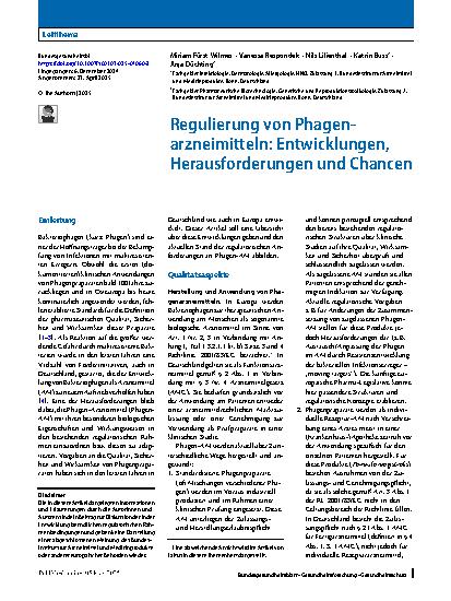 Vorschauseite 1: Regulierung von Phagenarzneimitteln: Entwicklungen, Herausforderungen und Chancen