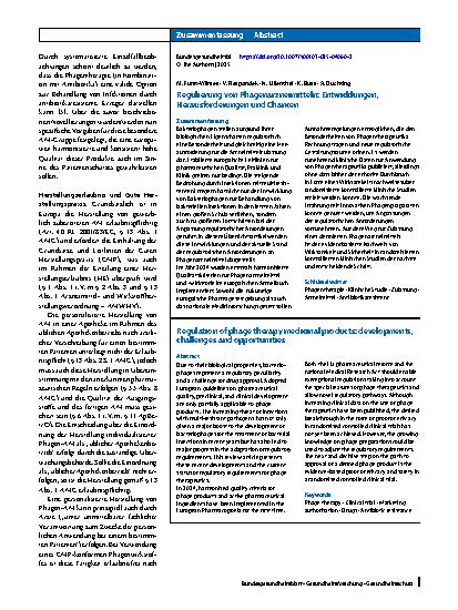 Vorschauseite 3: Regulierung von Phagenarzneimitteln: Entwicklungen, Herausforderungen und Chancen