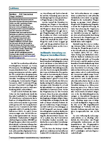 Vorschauseite 2: Phagentherapie in Deutschland – Update 2025