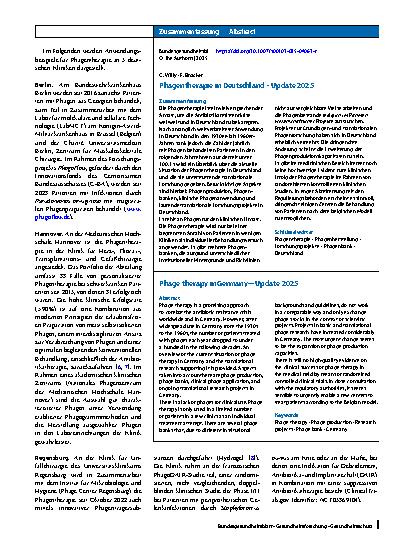 Vorschauseite 3: Phagentherapie in Deutschland – Update 2025