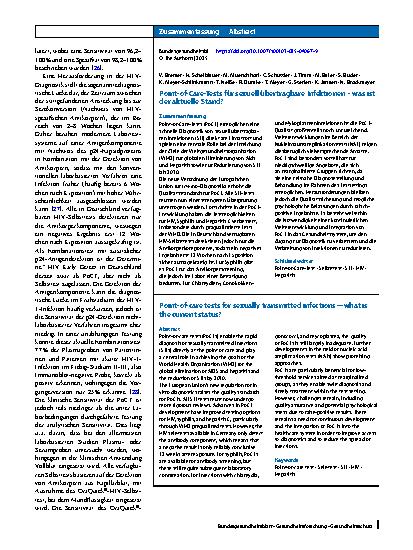 Vorschauseite 3: Point-of-Care-Tests für sexuell übertragbare Infektionen – was ist der aktuelle Stand?