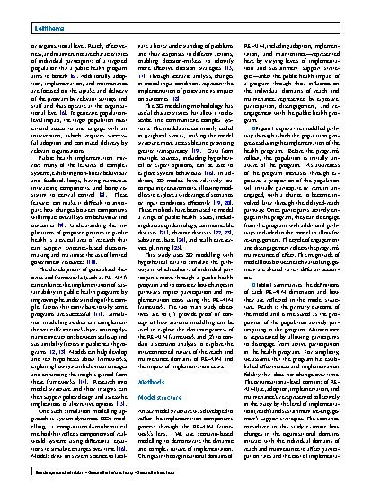 Vorschauseite 2: Enhancing noncommunicable public health programs: A system dynamics approach to understanding reach, maintenance, and implementation costs