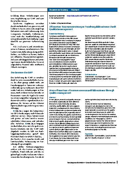 Vorschauseite 3: Effizientere Ressourcennutzung in Forschungslaboratorien durch Qualitätsmanagement