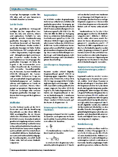 Vorschauseite 2: Schätzungen von Inzidenzen psychischer Störungen in GKV-Routinedaten: Methoden und Trends 2006 bis 2022