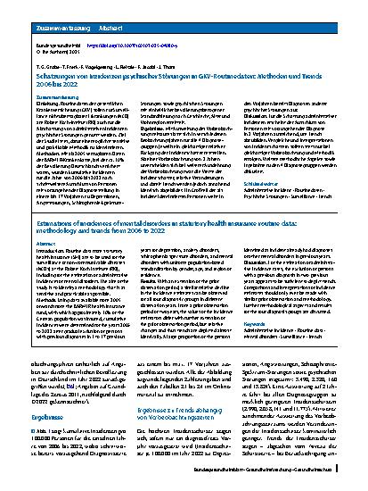Vorschauseite 3: Schätzungen von Inzidenzen psychischer Störungen in GKV-Routinedaten: Methoden und Trends 2006 bis 2022