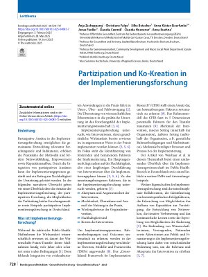 Vorschauseite 1: Partizipation und Ko-Kreation in der Implementierungsforschung