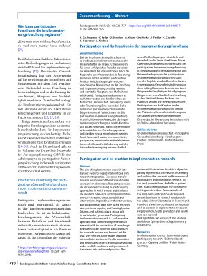 Vorschauseite 3: Partizipation und Ko-Kreation in der Implementierungsforschung
