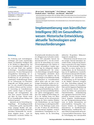 Vorschauseite 1: Implementierung von künstlicher Intelligenz (KI) im Gesundheitswesen: Historische Entwicklung, aktuelle Technologien und Herausforderungen