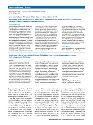 Vorschauseite 3: Implementierung von künstlicher Intelligenz (KI) im Gesundheitswesen: Historische Entwicklung, aktuelle Technologien und Herausforderungen