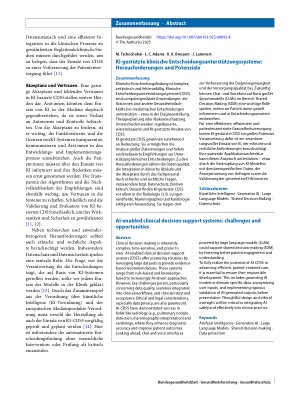 Vorschauseite 3: KI-gestützte klinische Entscheidungsunterstützungssysteme: Herausforderungen und Potenziale