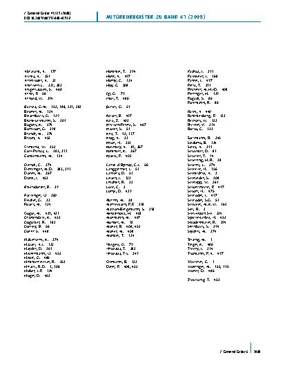 Vorschauseite 1: Autorenregister zu band 41 (2008)