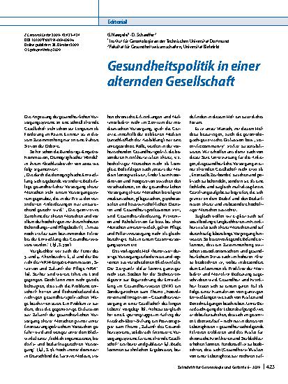 Vorschauseite 1: Gesundheitspolitik in einer alternden Gesellschaft