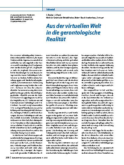 Vorschauseite 1: Aus der virtuellen Welt in die gerontologische Realität