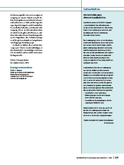 Vorschauseite 2: Aus der virtuellen Welt in die gerontologische Realität