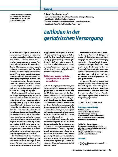 Vorschauseite 1: Leitlinien in der geriatrischen Versorgung