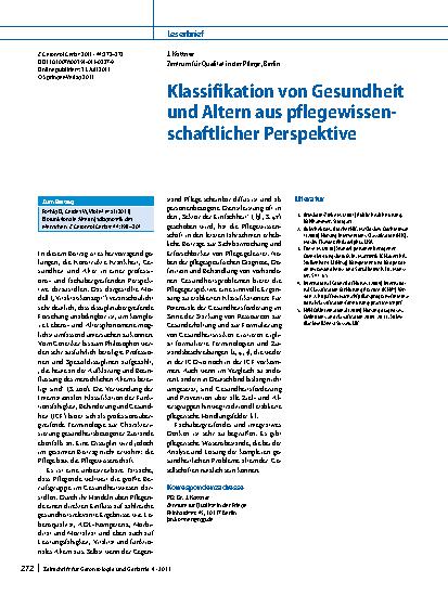 Vorschauseite 1: Klassifikation von Gesundheit und Altern aus pflegewissenschaftlicher Perspektive
