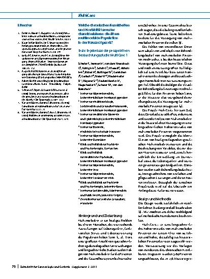 Vorschauseite 4: Das Verbundvorhaben „Komorbidität und Multimorbidität in der hausärztlichen Versorgung“ (MultiCare)