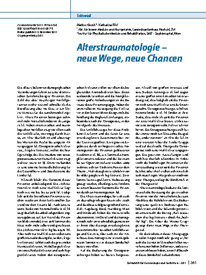 Vorschauseite 1: Alterstraumatologie – neue Wege, neue Chancen
