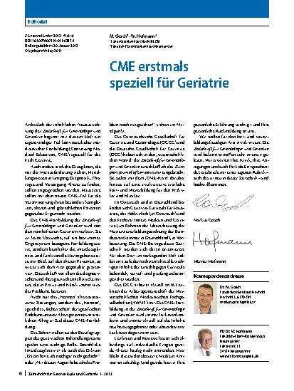 Vorschauseite 1: CME erstmals speziell für Geriatrie