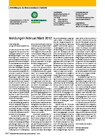 Vorschauseite 1: Mitteilungen des BVG Heft 2/2012