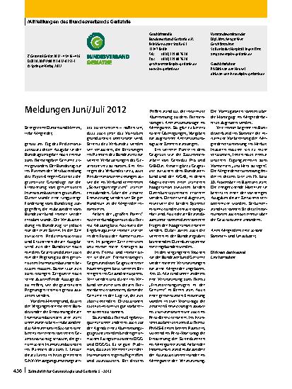Vorschauseite 1: Mitteilungen des BV Geriatrie