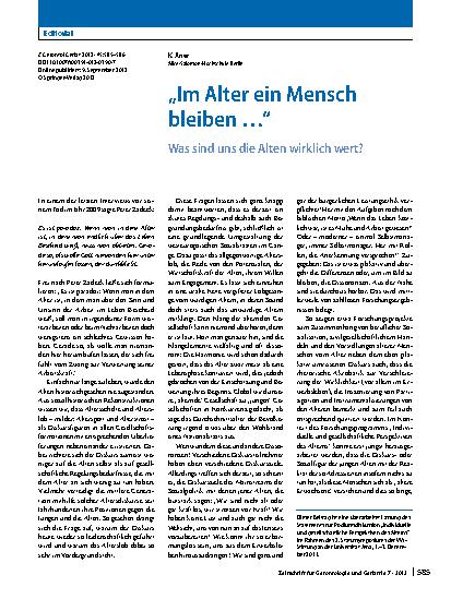 Vorschauseite 1: „Im Alter ein Mensch bleiben. .. “