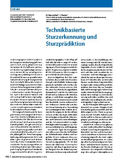 Vorschauseite 1: Technikbasierte Sturzerkennung und Sturzprädiktion