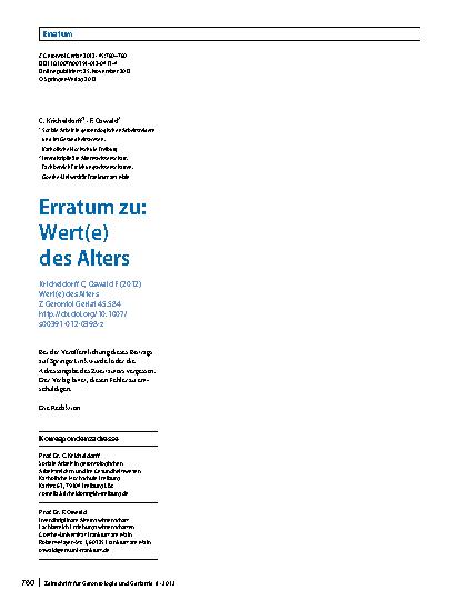 Vorschauseite 1: Erratum zu: Wert(e) des Alters