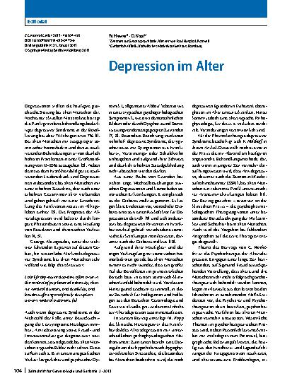 Vorschauseite 1: Depression im Alter