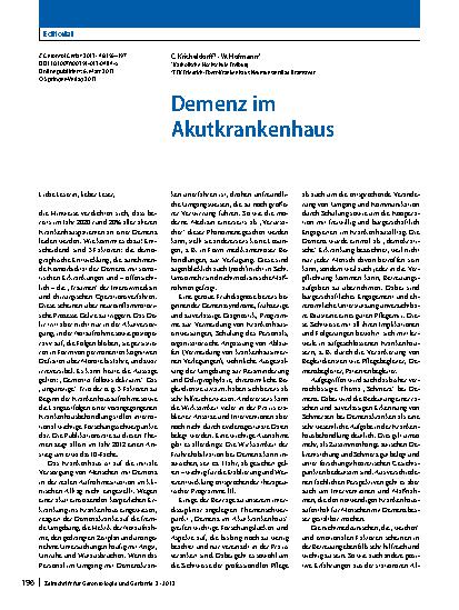 Vorschauseite 1: Demenz im Akutkrankenhaus