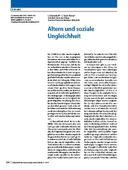 Vorschauseite 1: Altern und soziale Ungleichheit