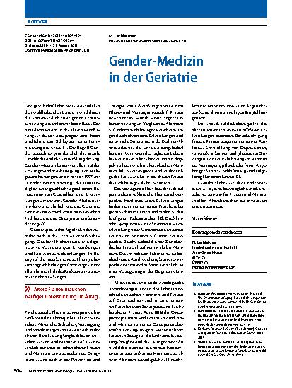 Vorschauseite 1: Gender-Medizin – Geriatrie