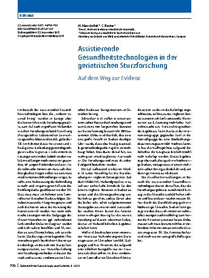 Vorschauseite 1: Assistierende Gesundheitstechnologien in der geriatrischen Sturzforschung