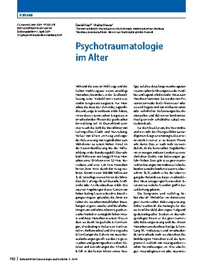 Vorschauseite 1: Psychotraumatologie im Alter