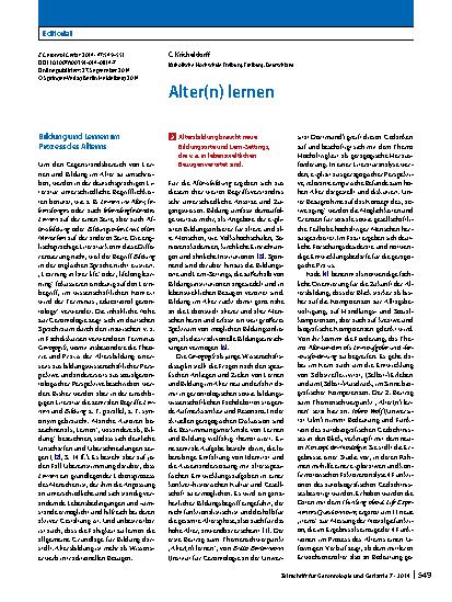 Vorschauseite 1: Alter(n) lernen
