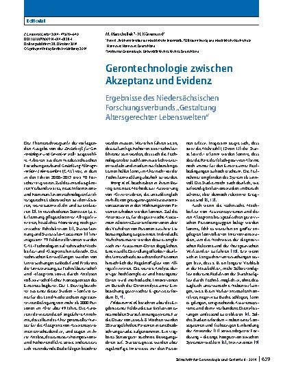 Vorschauseite 1: Gerontechnologie zwischen Akzeptanz und Evidenz