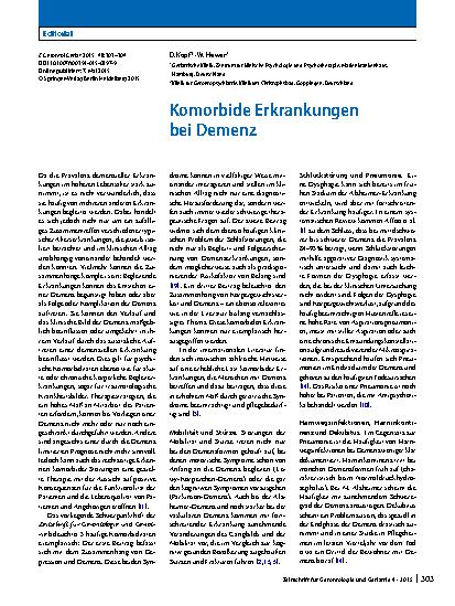 Vorschauseite 1: Komorbide Erkrankungen bei Demenz