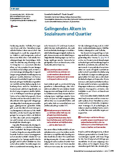 Vorschauseite 1: Gelingendes Altern in Sozialraum und Quartier